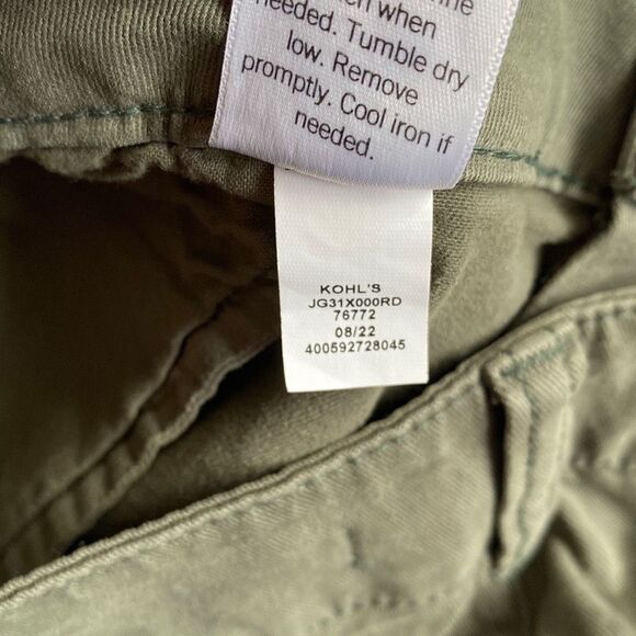 SO Goods For Life NWT Cotton Chino Midi Shorts Low Rise Matte Army Green Size 17 - Picture 5 of 6